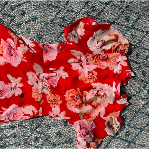 JULIA JORDAN red Floral Mockneck Midi A-Line Dress nwt - Picture 9 of 11